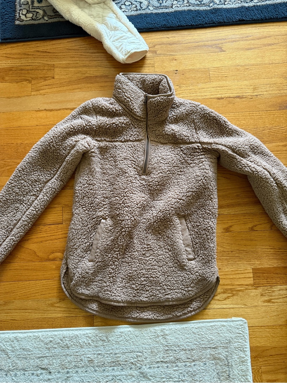 Abercrombie & Fitch Taupe Sherpa Quarter-Zip Jacket